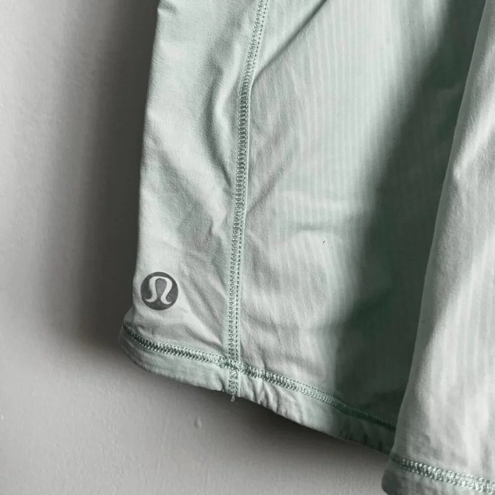 Lululemon Wagon Stripe Fresh Teal White Print Run Pace Skirt Skort